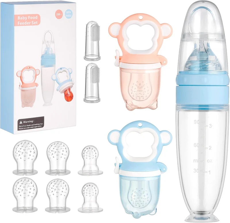 LEADSTAR gryzak podajnik na owoce 2 sztuki 6 ustników + łyżeczka 90 ml