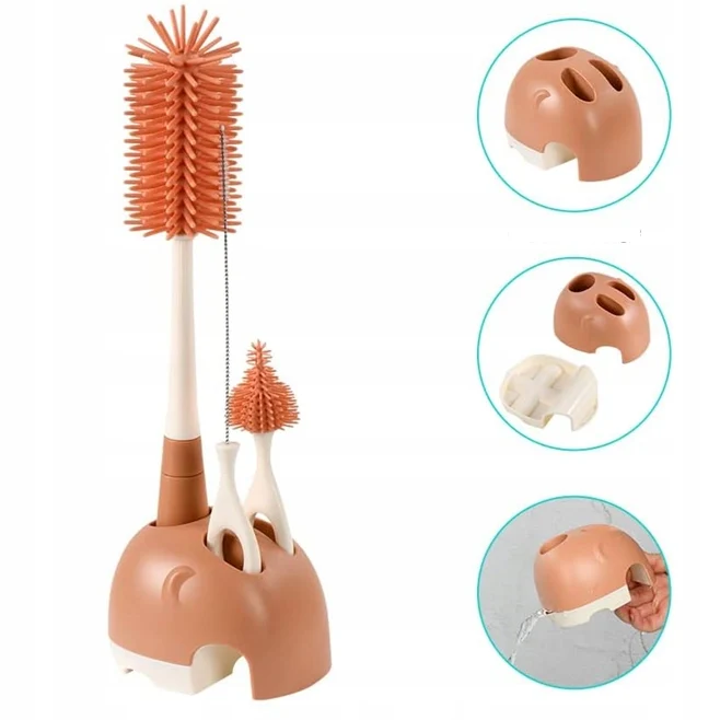 VICLOON 3w1 silikonowe szczotki do czyszczenia butelek smoczków słomek 32cm