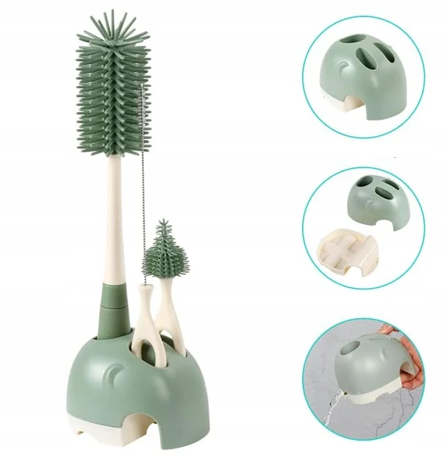 VICLOON 3w1 silikonowe szczotki do czyszczenia butelek smoczków słomek 32cm