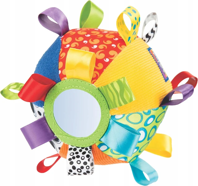 PLAYGRO Loopy Loops sensoryczna pluszowa piłka z lusterkiem i dzwoneczkiem