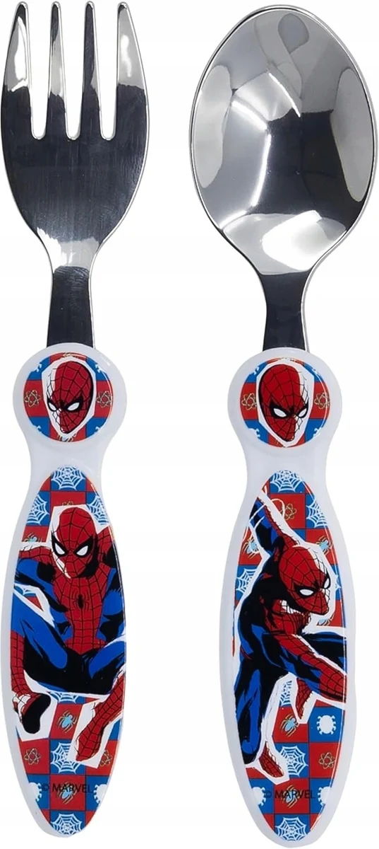 STOR widelec i łyżeczka ze stali nierdzewnej 14 cm SPIDERMAN