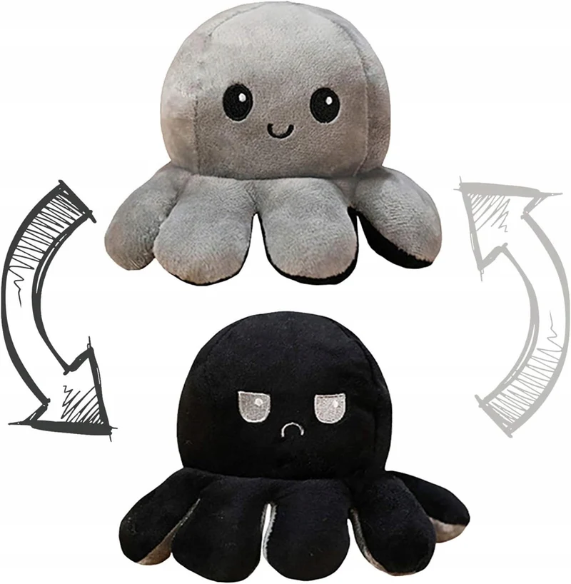 TeeTurtle dwustronna odwracalna przytulanka OŚMIORNICA 8 x 18 cm