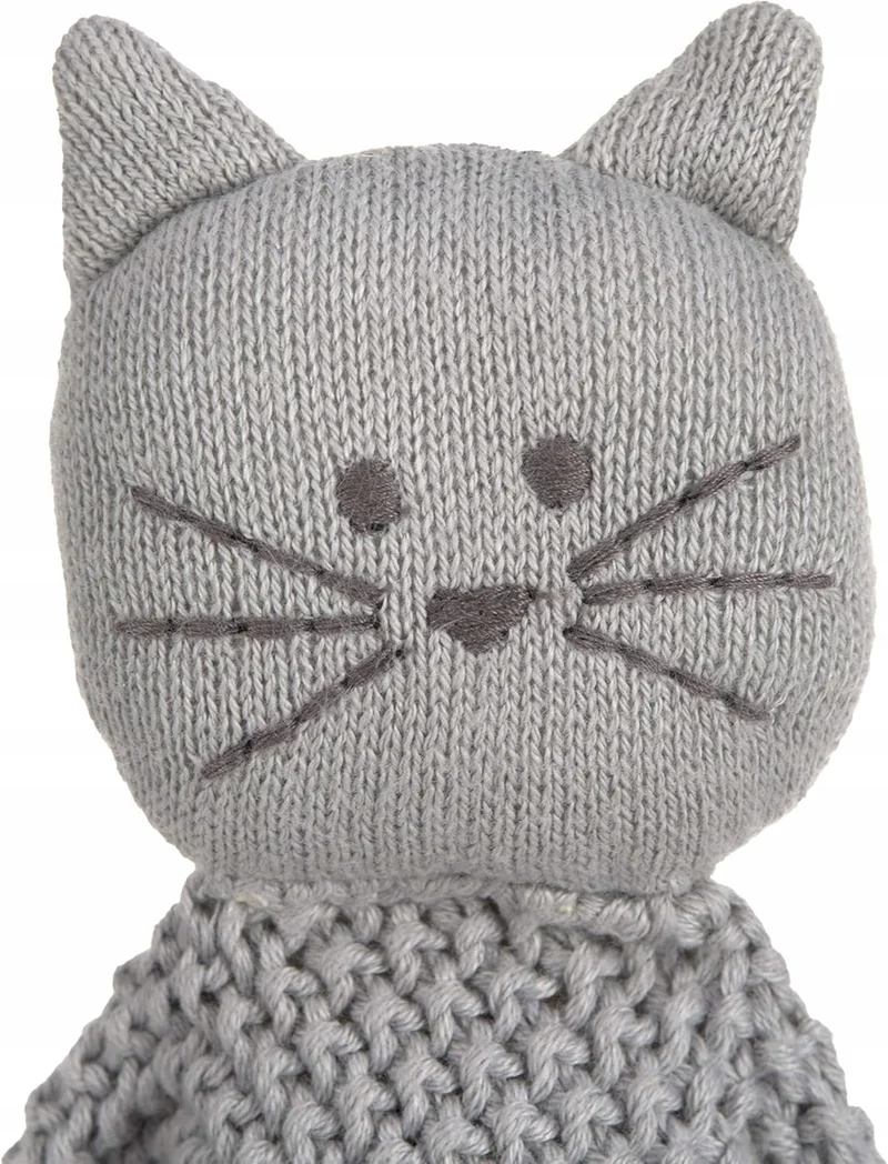 LASSIG Little Chums dzianinowy komforter przytulanka KOT 26 cm