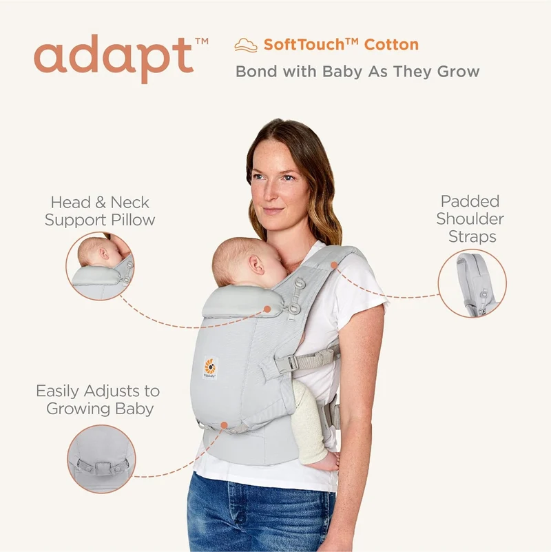 ERGOBABY ADAPT SoftTouch Cotton nosidełko ergonomiczne 3,2-20kg