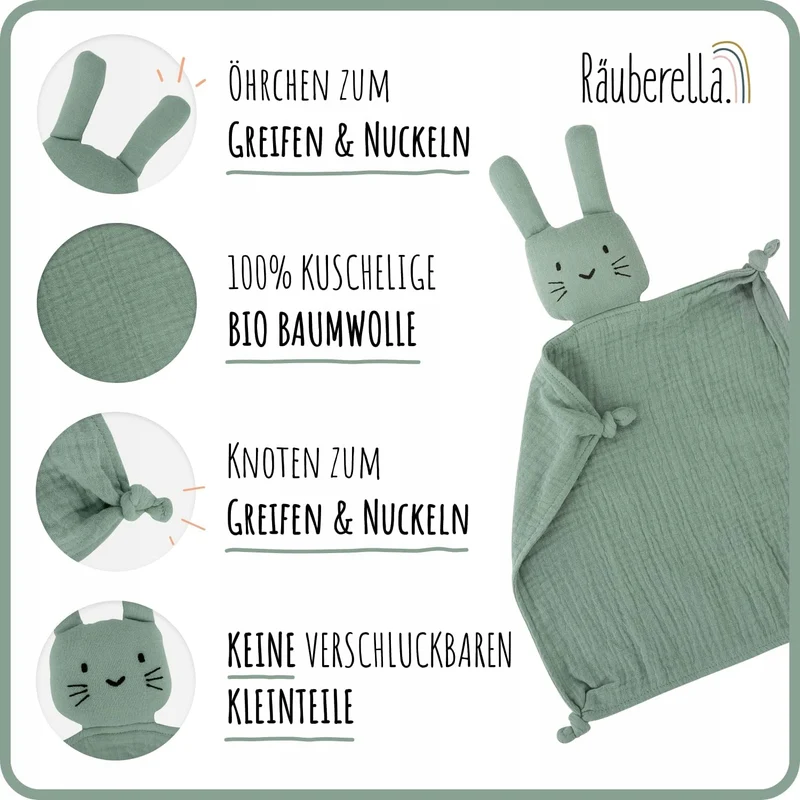 NUDU BABY zestaw muślina KOMFORTER śliniak GRYZAK