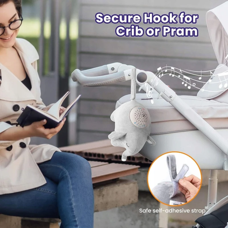 MOMCOZY przytulanka projektor gwiazd 15 melodii i dźwięków 13x19 cm SŁOŃ