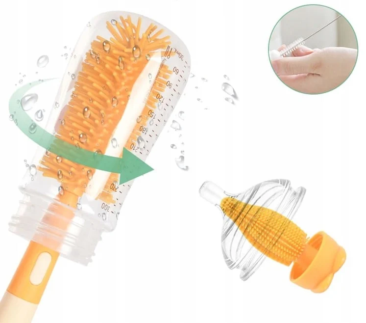 VICLOON 3w1 silikonowe szczotki do czyszczenia butelek smoczków słomek 28cm