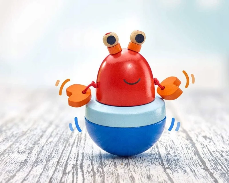 SELECTA Wańka-Wstańka nieprzewracająca się zabawka z drewna KRAB 10 cm