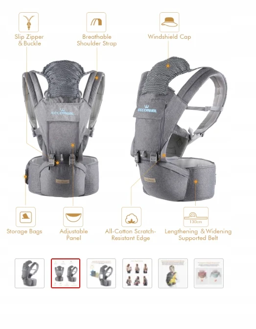ECCOMUM nosidełko ergonomiczne z pasem biodrowym 6w1