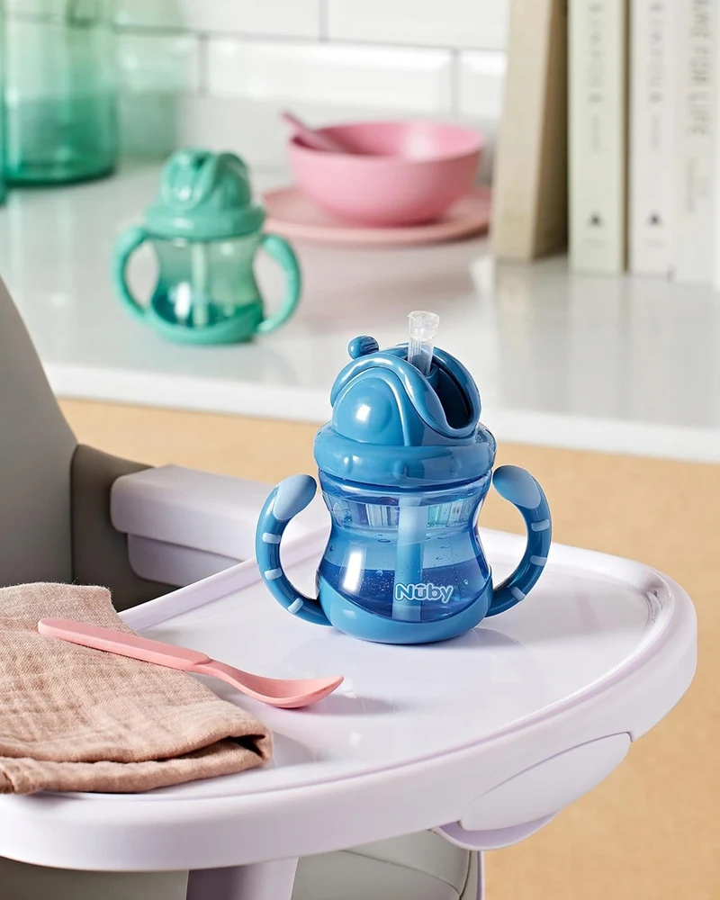 NUBY kubek niekapek ze słomką 12 m+ 270 ml