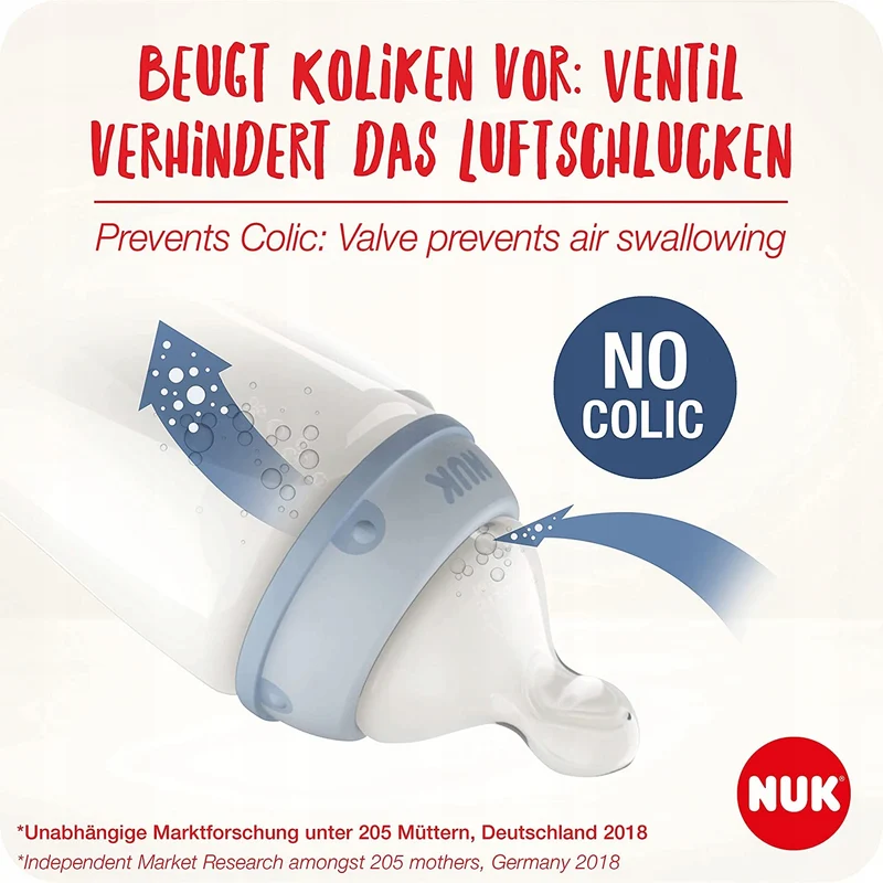 NUK zestaw NO COLIC 4 butelki koszyk KONTROLA TEMP