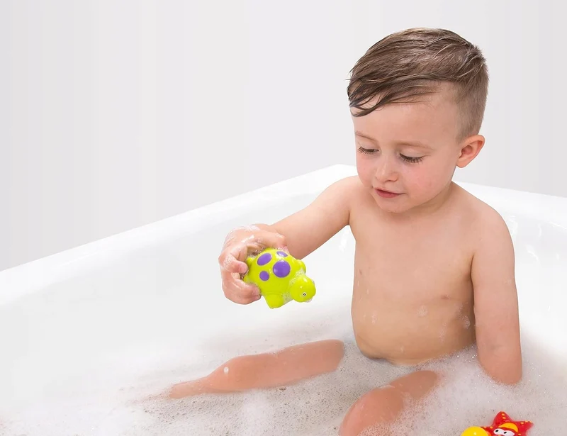 PLAYGRO 3 zabawki do kąpieli + siatka do przechowywania z przyssawką