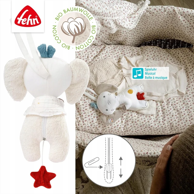 FEHN NATURE pluszowy Słoń BioBawełna 24cm