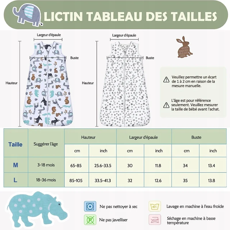 LICTIN śpiworek do spania letni 0,5TOG 65-85cm x2
