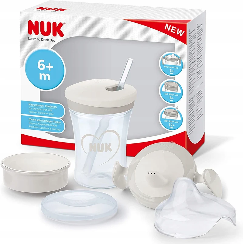 NUK zestaw do nauki picia kubek + 3 ustniki