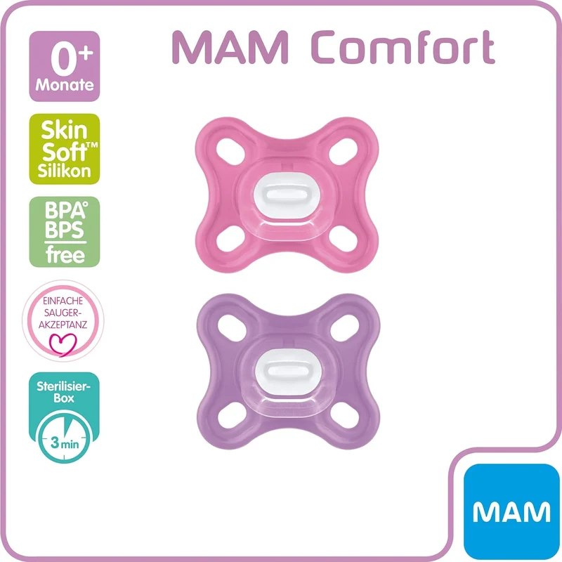 MAM COMFORT smoczek wcześniak noworodek x2 0-6msc