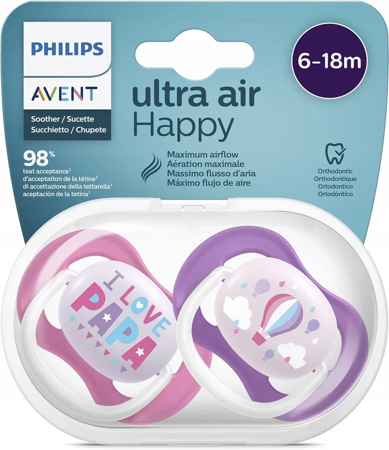 PHILIPS AVENT Ultra Air HAPPY smoczki x 2 6-18msc