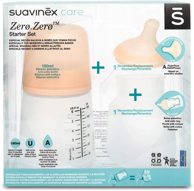 SUAVINEX zestaw startowy ZERO ZERO 180ml