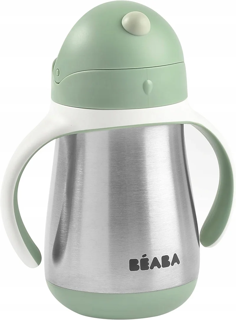 BEABA kubek niekapek ze słomką STALOWY 250 ml