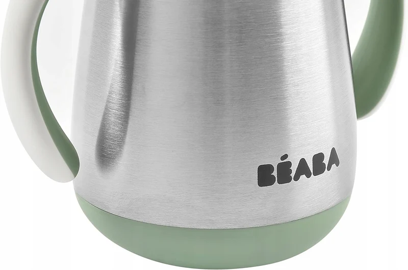 BEABA kubek niekapek ze słomką STALOWY 250 ml