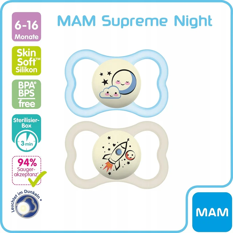 MAM SUPREME NIGHT smoczek silikonowy 6-16msc