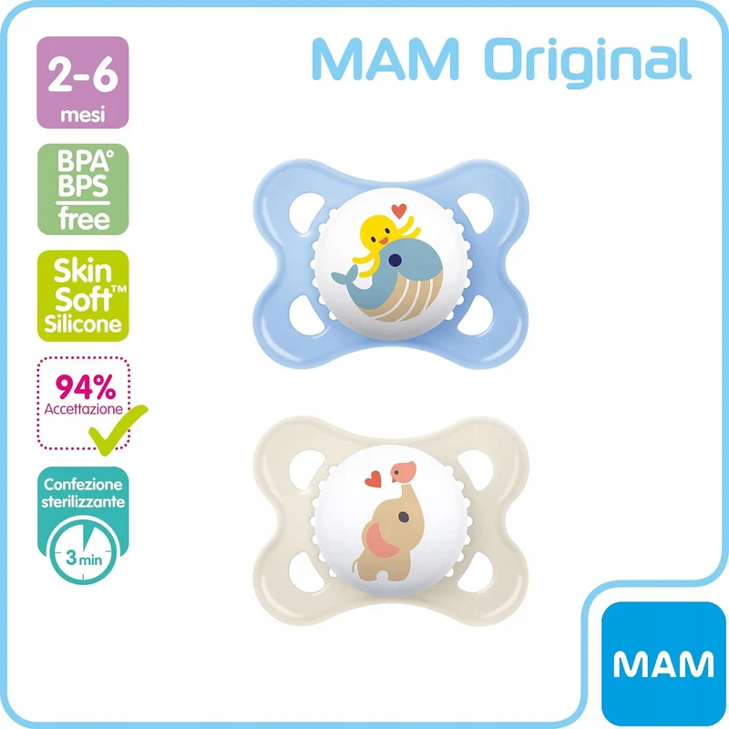MAM ORIGINAL smoczek uspokajający x2 2-6m