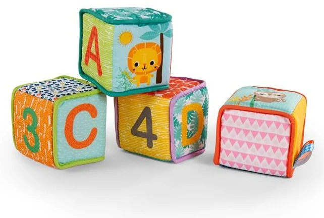 BRIGHT STARTS miękkie klocki edukacyjne GRAB & STACK