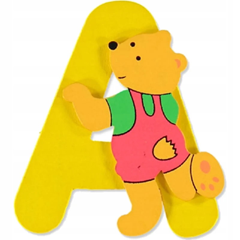 BIECO drewniane litery alfabet z MISIAMI