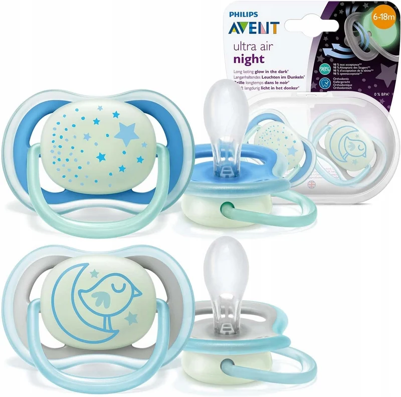 PHILIPS AVENT Ultra Air Night smoczki x 2 6-18msc świecą