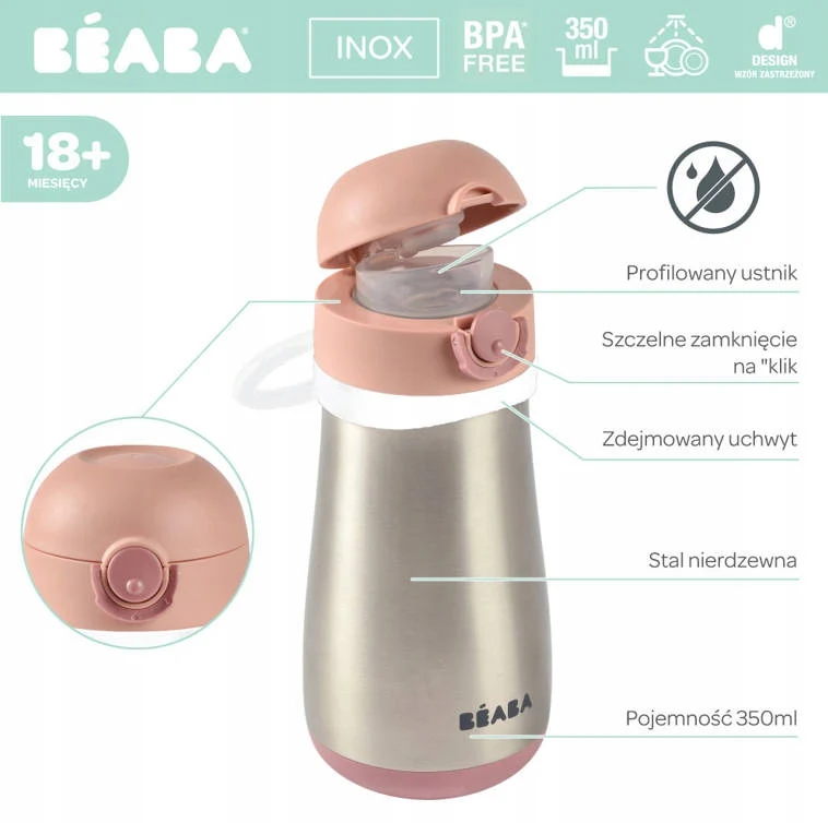 BEABA stalowy bidon termiczny termobutelka 350 ml