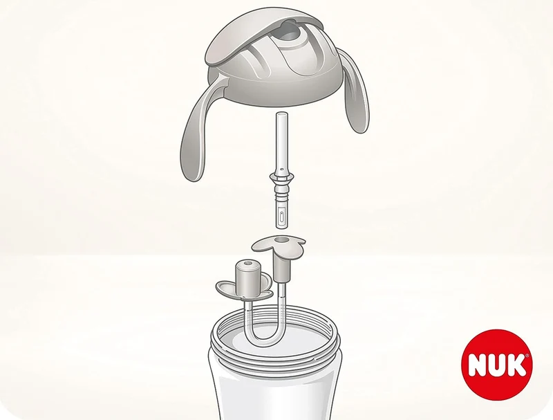 NUK Motion Cup NIEKAPEK z elastyczną słomką 8 m+
