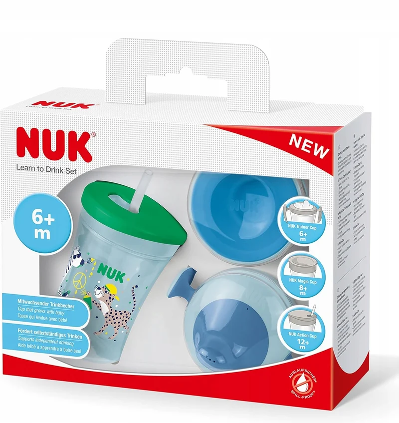 NUK zestaw do nauki picia kubek + 3 ustniki
