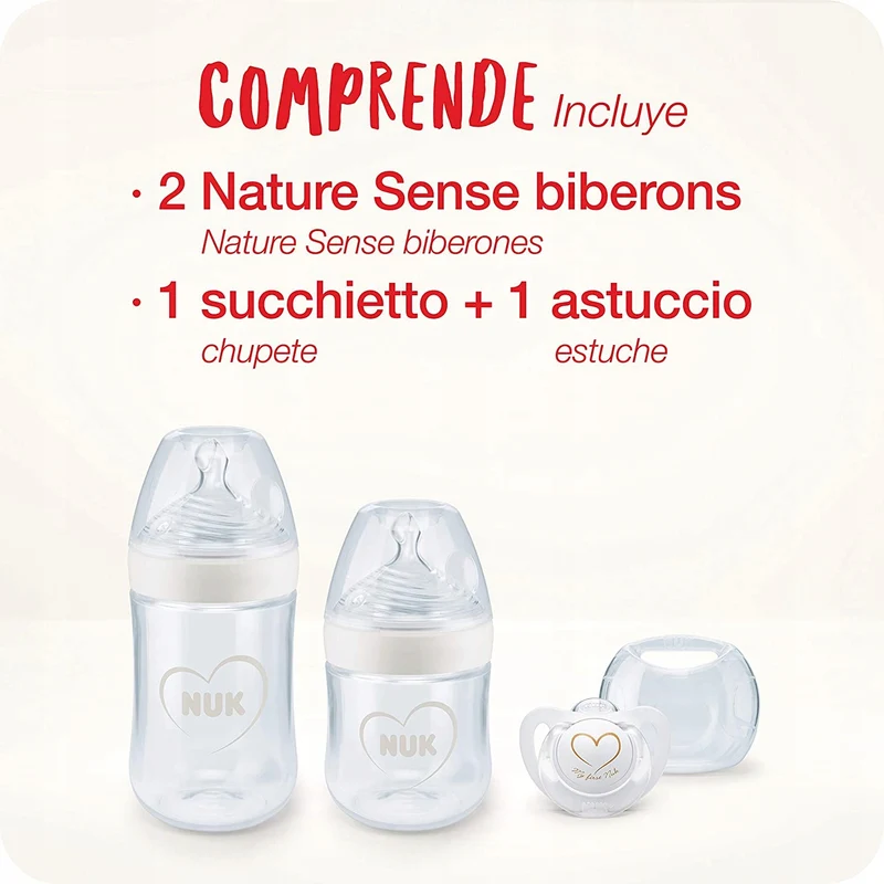 NUK Nature Sense zestaw butelek 260,150ml +smoczek