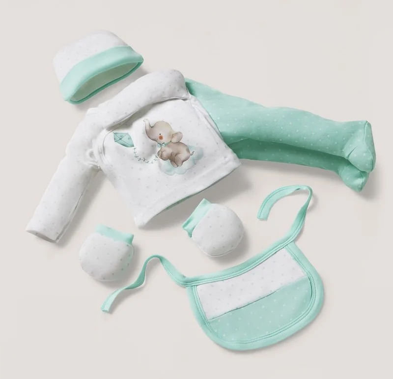 INTERBABY zestaw upominkowy z bawełny piżama czapka skarpetki śliniak rajtuzy