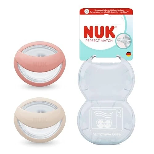 NUK Perfect Match smoczki 0-6 mies. 2 szt. beżowy/czerwony