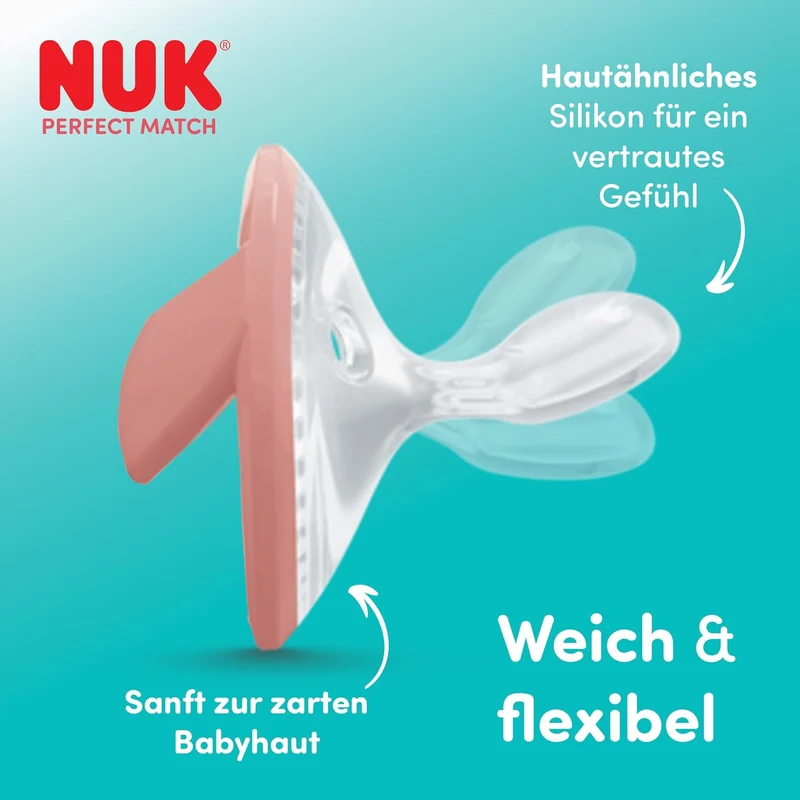 NUK Perfect Match smoczki 0-6 mies. 2 szt. beżowy/czerwony