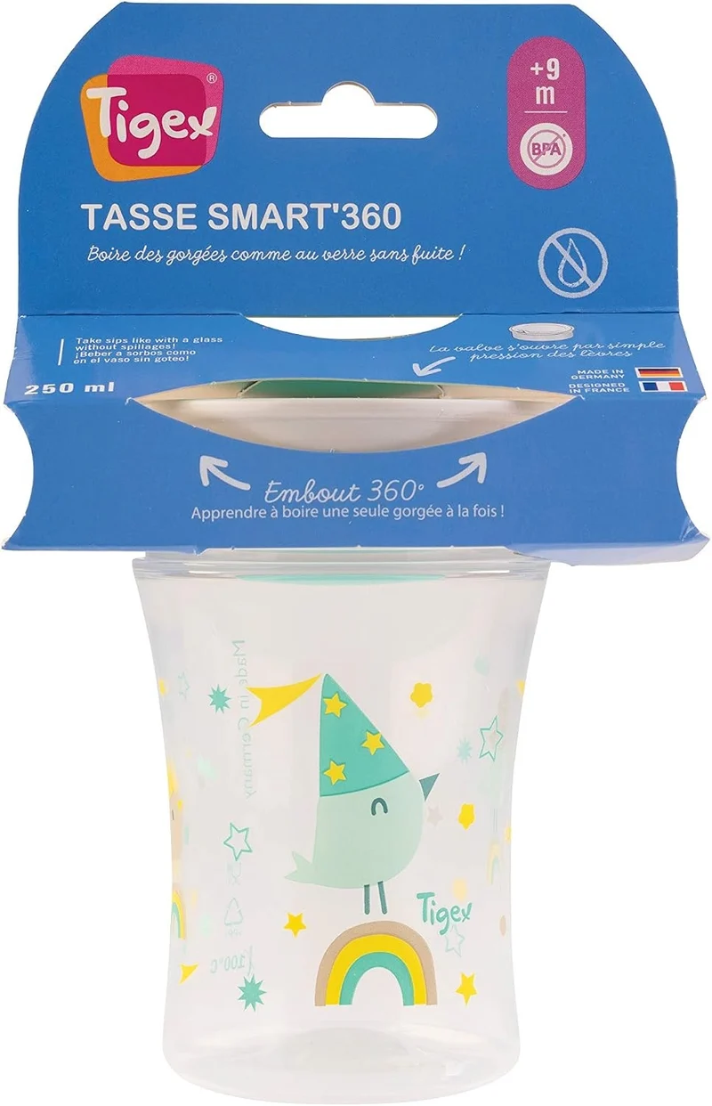 TIGEX Smart Cup kubek niekapek ustnik 360° 250 ml 9 m+ PTASZEK