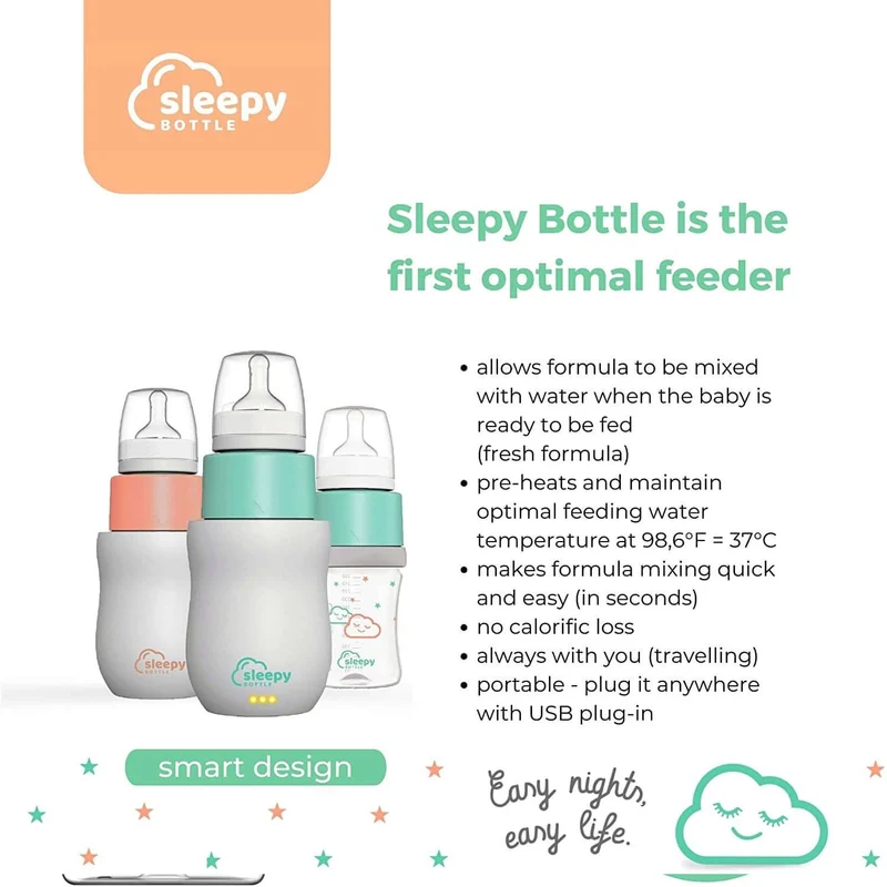 SLEEPY BOTTLE zestaw startowy podgrzewacz z butelk