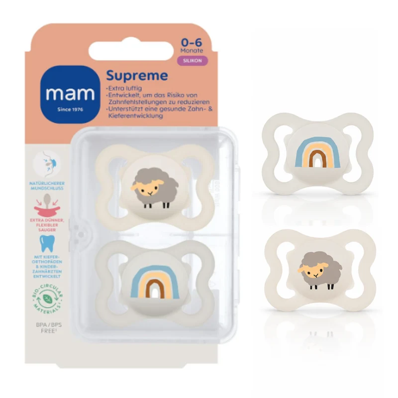 MAM Supreme smoczek uspokajający silikonowy 0-6m x2
