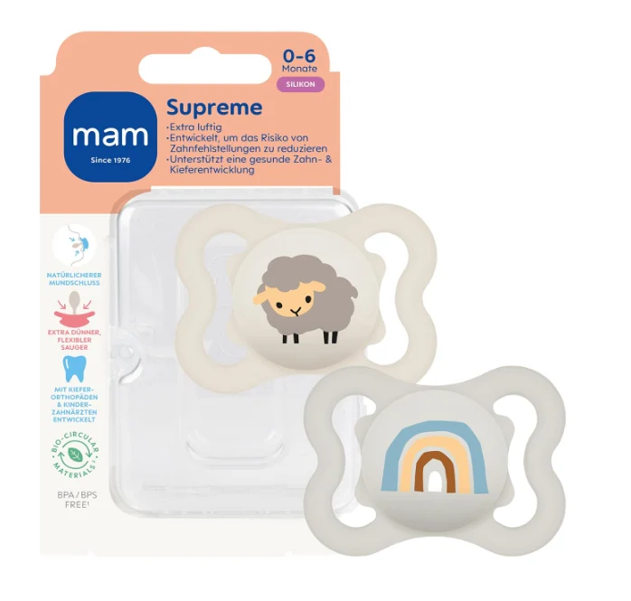 MAM Supreme smoczek uspokajający silikonowy 0-6m x2