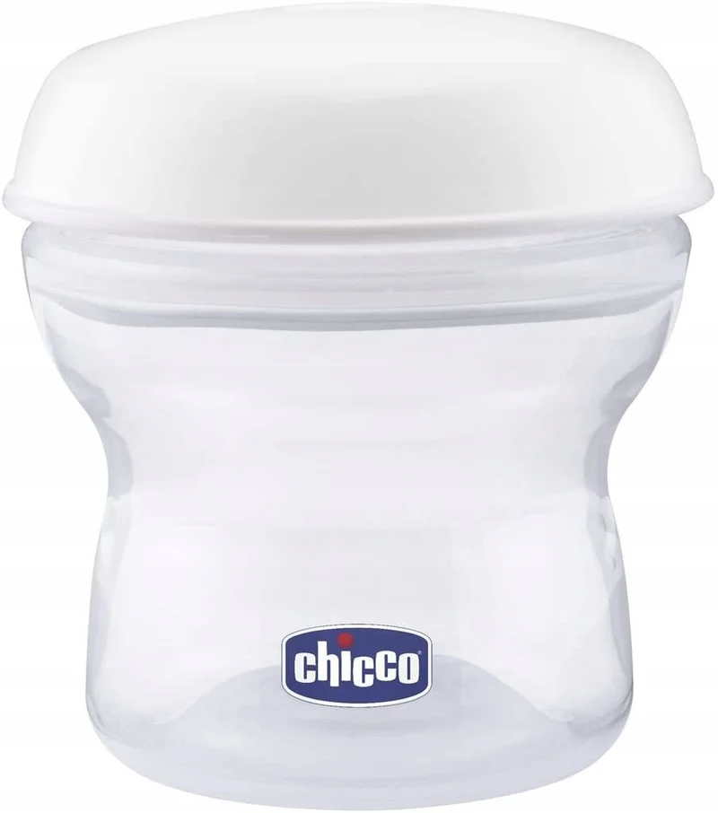 CHICCO pojemniki na mleko 4 x 150 ml + smoczek z nakrętką