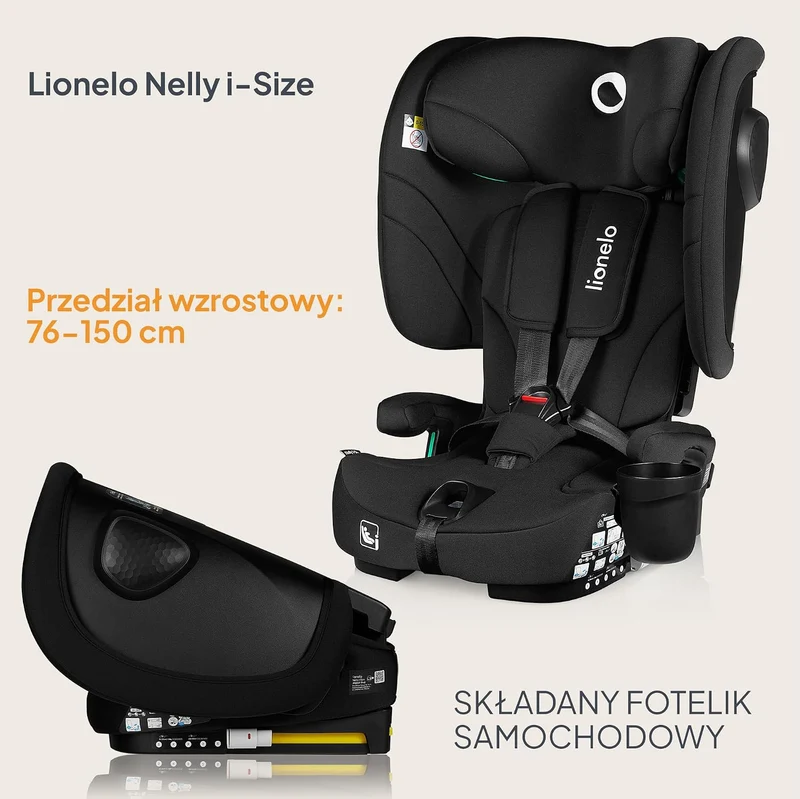 LIONELO NELLY i-Size fotelik samochodowy 76-150cm z ISOFIX