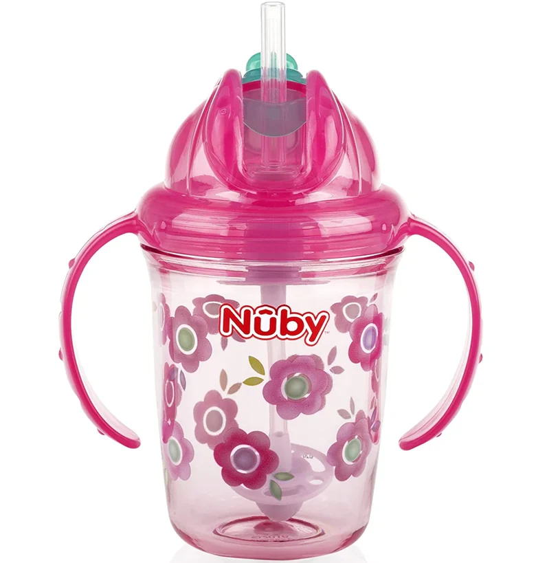 NUBY Flip-it Cup kubek niekapek ze słomką 12 m+ 240 ml