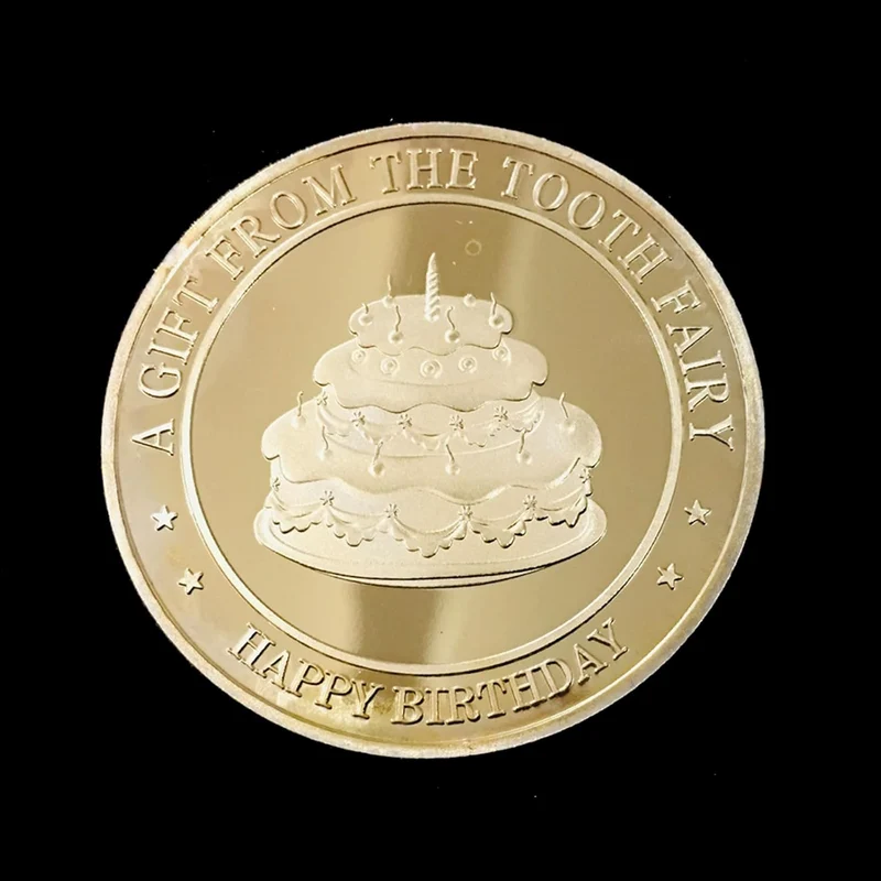 BRADOC Wróżka Zębuszka pozłacana metalowa moneta pod poduszkę 4 cm TORT